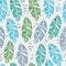 Palm leaves flat handdrawn seamless pattern