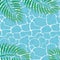 Palm leaves and wavy swimming pool