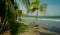 Palm-lined sandy beach `samara beach` at Guanacaste, Costa Rica