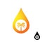Palm oil icon. Oil orange drop with palm tree silhouette.