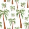 Palm plantation watercolor seamless pattern