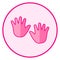 Palm prints. Pink baby icon on a white background