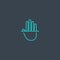 Palm recognition concept blue line icon