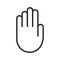 Palm of right hand icon. Thin line art template for warning, taboo and ban. Black simple illustration. Contour isolated vector