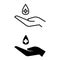 Palm with sanitizer drop of gel single vector icon. Clean hands illustration sign collection. Antiseptic symbol. hygiene logo.