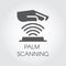 Palm scanning glyph icon. Verification palmprint system flat sign. Authentication technology