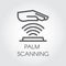Palm scanning line icon. Verification palmprint system.