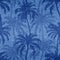 Palm seamless pattern. Repeated palm trees patern. Silhouette coconut tree. Denim beach background. Repeating tropical prints