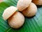 Palm sugar or coconut sugar or Jaggery On banana leaf Use flavored dishes or desserts