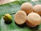 Palm sugar or coconut sugar or Jaggery On banana leaf Use flavored dishes or desserts