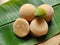 Palm sugar or coconut sugar or Jaggery On banana leaf Use flavored dishes or desserts