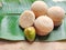 Palm sugar or coconut sugar or Jaggery On banana leaf Use flavored dishes or desserts