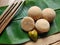 Palm sugar or coconut sugar or Jaggery On banana leaf Use flavored dishes or desserts