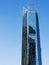 Palm Tower on blue background, Qatar, vertical, copyspace