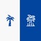 Palm, Tree, Brazil Line and Glyph Solid icon Blue banner