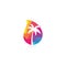 Palm tree drop shape concept logo design