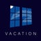 Palm tree hotel window summer vacation vector