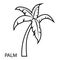 Palm tree icon, outline style