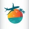 Palm tree icon and plane