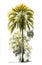 Palm tree isolated on white background for use in architectural design or decoration work