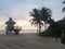 Palm tree and life guard post in Sunny isle Beach Florida