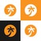 Palm tree logo icon design, coconut tree silhouette, tropical plant symbol
