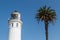 Palm Tree Next to Upper Portion of Point Vicente Lighthouse in CA