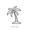 Palm tree outline icon. Vector illustration. Tropical and island forest. Symbol of summertime, travel and beach paradise.