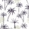 Palm tree seamless pattern. Beautiful island landscape exotic nature with palm trees, beach and ocean tropical jungle