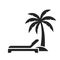 Palm tree and sunbed. beach, exotic and tropic vacation symbol. vector image for tourism design