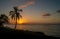 Palm tree and sunset at San AndrÃ©s island