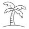 Palm tree thin line icon, travel and tourism