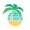 Palm tree and tropical beach icon