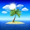 Palm tree on uninhabited island vector background