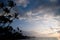 Palm trees of Anaehoomalu Beach during sunset