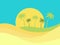 Palm trees on the background of the desert. Summer time. Tropical landscape in flat style. Wavy desert landscape