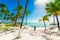 Palm trees and beach chair in Guadeloupe