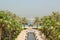 Palm trees and beach at hotel recreation area