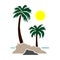 Palm trees beach sun color silhouette