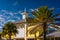 Palm trees and building in Vilano Beach, Florida.