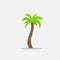 Palm trees in cartoon style isolated on white background Vector Illustration. Tropical summer tree plant on nature for