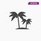 Palm trees with coconut silhouette icon on island