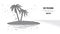 Palm trees on an islet from polygons and points. Black and white illustration. Dream concept or Concept of vacation, trip, travel