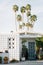 Palm trees and modern house in Palm Springs, California