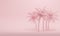 Palm trees on pink studio background with copy space. 3d rendering