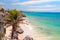 Palm trees, sea, palm trees. The Caribbean sea, Isla Mujeres