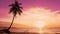 Palm trees seashore landscape. Orange sundown over the sea island beach