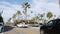 Palm trees on typical american street. Auto transport, generic city view. Oceanside, California USA