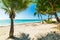 Palm trees and white sand in Raisins Clairs beach in Guadeloupe