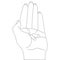 Palm. Vector illustration-a woman`s hand holding pills prescribed by a doctor. In the palm of your hand, a dose of the drug to tre